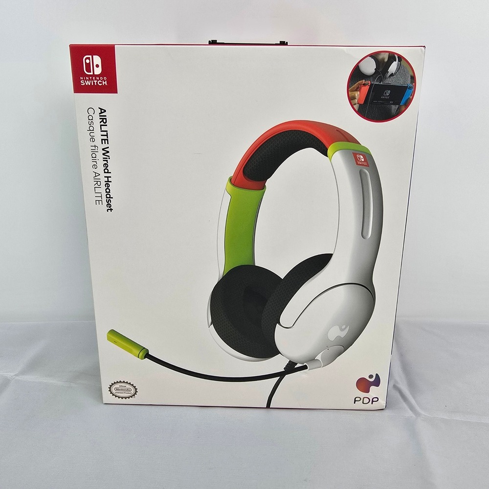 PDP AIRLITE Wired Headset Nintendo Switch‎ White Red Green 500-162-MKRS New